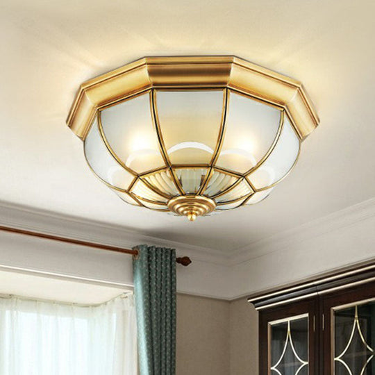 Minimalist Opaque Glass Domed Flushmount Ceiling Light For Dining Room Brass / 14
