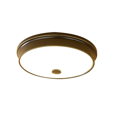 Traditional Led Bedroom Ceiling Light In Black/Gold With Round White Glass Flush Fixture Multiple
