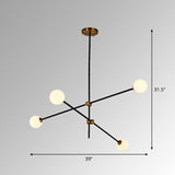 Sleek Black Metal Chandelier With White Glass Shade - Simplicity Linear Pendant Lighting For Living