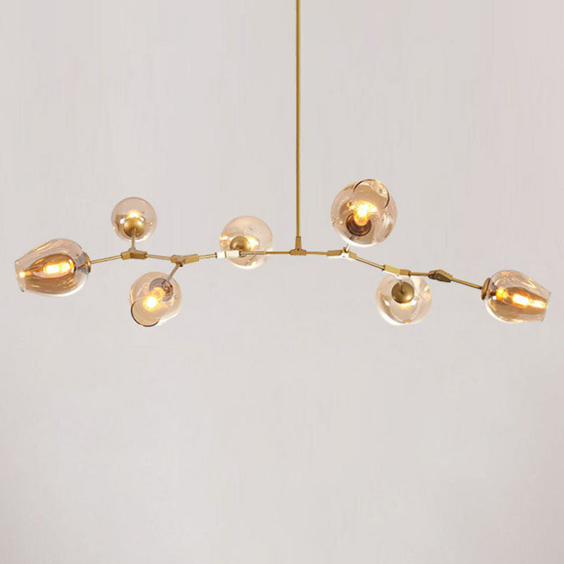 Nordic Dimple Glass Hanging Pendant Chandelier - 7 Heads For Living Room Lighting