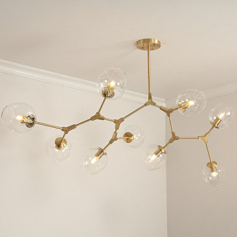 Gold Glass Postmodern Dna Ceiling Light Chandelier For Living Room
