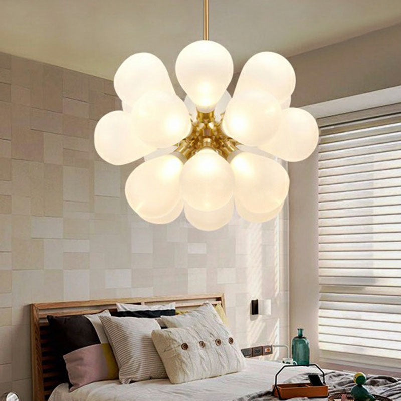 Creative Bubbles Chandelier Glass Pendant Light - 18-Bulb Gold Postmodern Design For Bedroom