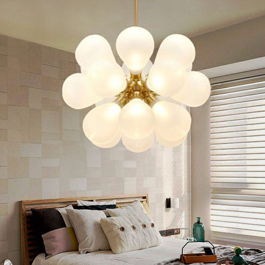 Creative Bubbles Chandelier Glass Pendant Light - 18-Bulb Gold Postmodern Design For Bedroom