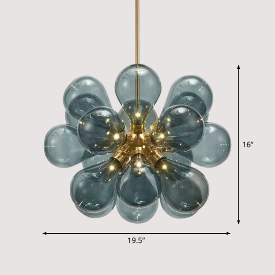 Creative Bubbles Chandelier Glass Pendant Light - 18-Bulb Gold Postmodern Design For Bedroom