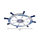 Blue Wood Kids Style Led Flush Mount Ceiling Light For Bedrooms With Rudder Design / 29.5 Third Gear