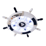 Kids Style 8-Bulb Led Flush Ceiling Light - Rudder Wooden Flushmount With Fishnet Deco