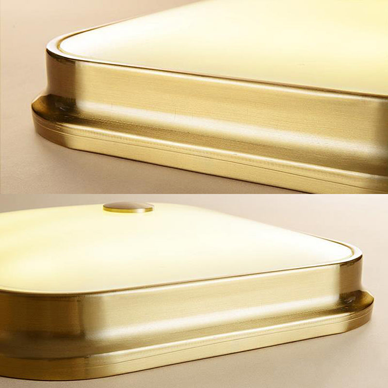 Led Flushmount Lighting: Traditional Square Frosted Glass Ceiling Light - Black/Gold For Living Room