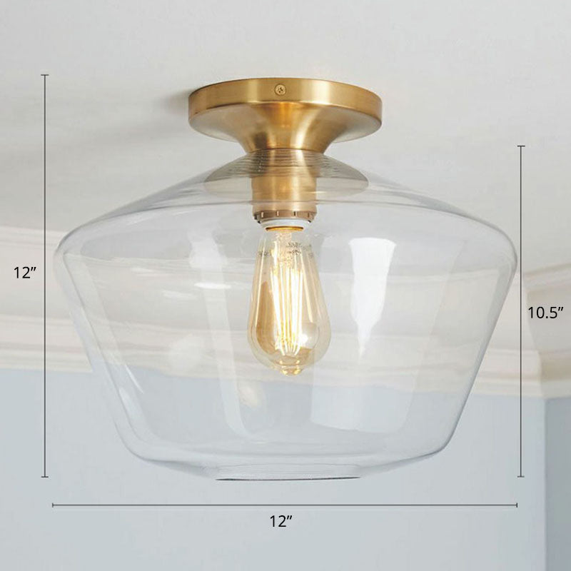 Geometric Glass Flushmount Light - Sleek And Simple Ceiling Fixture For Balcony More Gold / A