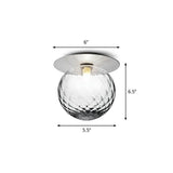 Modern Semi Flush Mount Ceiling Lamp With Ball Glass Shade - 1 Bulb Aisle Lighting Silver / Clear