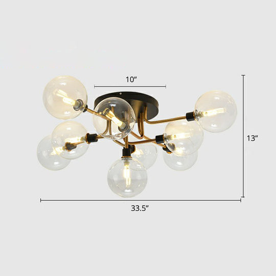 Modern Glass Semi Flush Mount Ceiling Light Fixture - Bubbles Black Finish Bedroom Lighting 9 /