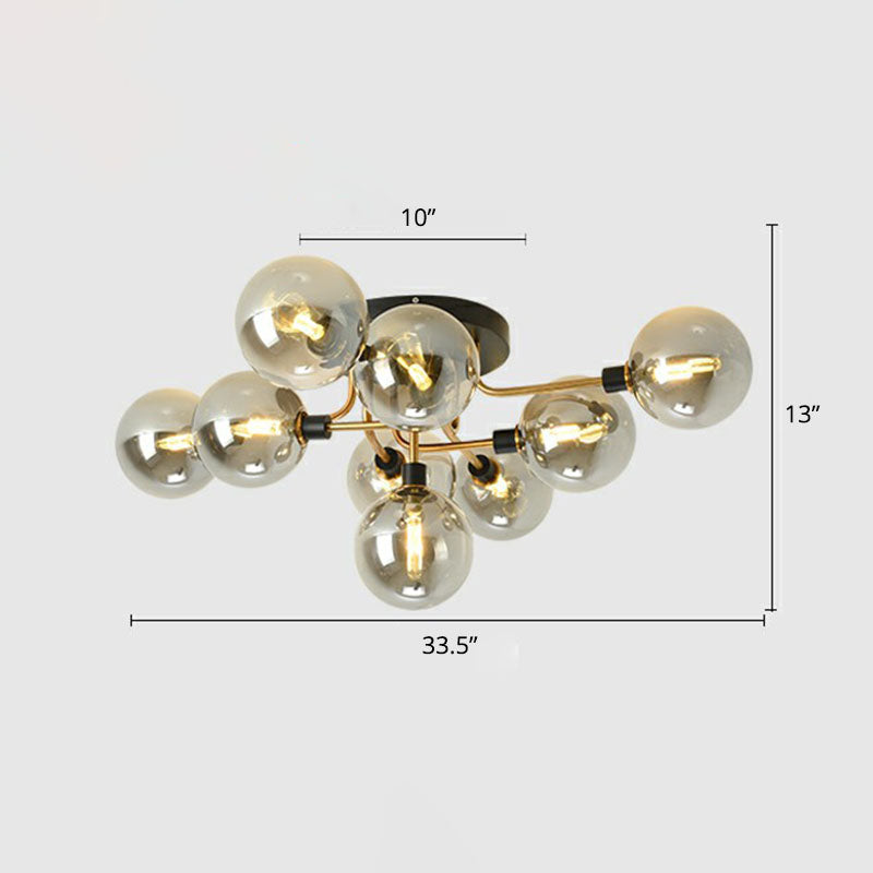 Modern Glass Semi Flush Mount Ceiling Light Fixture - Bubbles Black Finish Bedroom Lighting 9 /