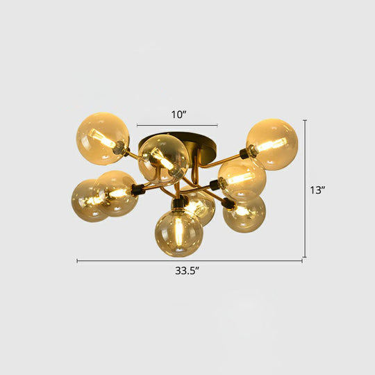 Modern Glass Semi Flush Mount Ceiling Light Fixture - Bubbles Black Finish Bedroom Lighting 9 /