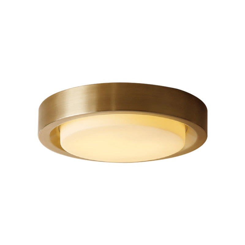 15’/19’ Black/Brass Drum Ceiling Light Fixture With Classic Frosted Glass And Led For Bedroom -