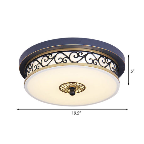 Led Ceiling Light With Frosted Drum Shade In White/Warm Classic White Flush Mount For Living Room