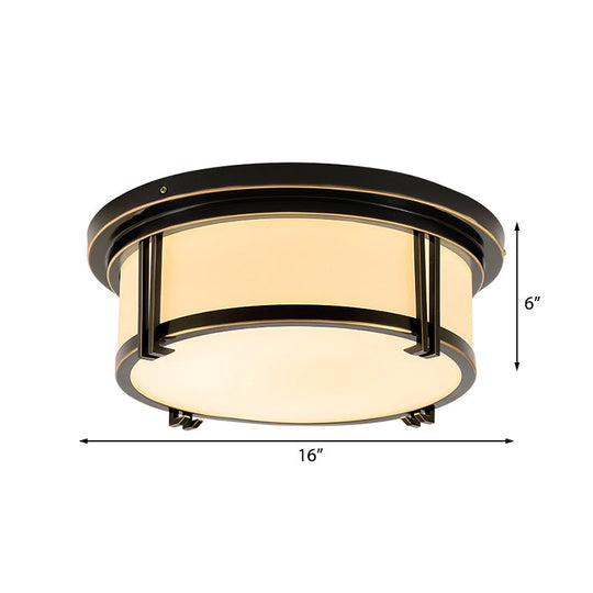 Classic Frosted Glass Led Flush Mount Lamp - Black/Brass Finish Warm/White Light Perfect Living