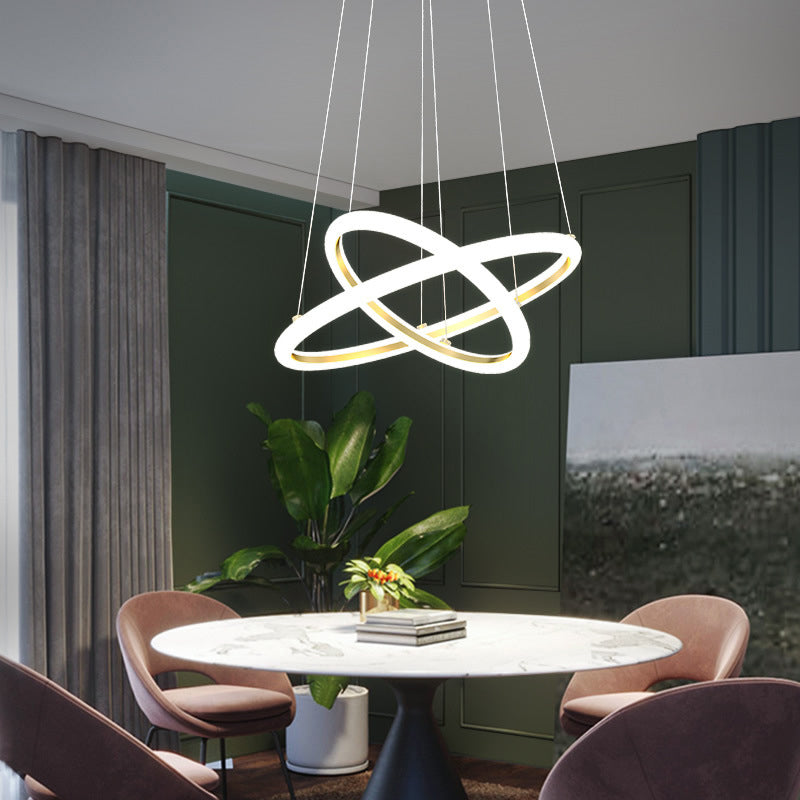 Halo Gold Chandelier With Artistic Led Acrylic Lights - Perfect Over Table 2 /