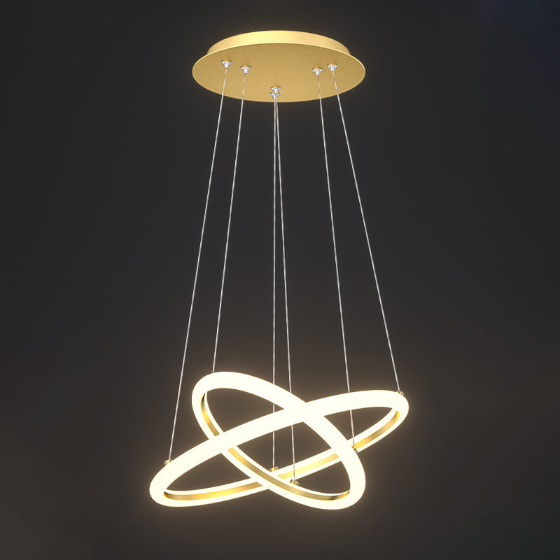 Halo Gold Chandelier With Artistic Led Acrylic Lights - Perfect Over Table