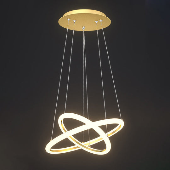 Halo Gold Chandelier With Artistic Led Acrylic Lights - Perfect Over Table