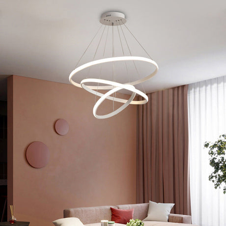 Led Acrylic Loop Pendant Light For Simple Chandelier Lighting In Living Room