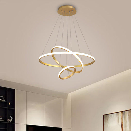 Sleek Led Pendant Light: Modern Acrylic Loop Chandelier For Living Room