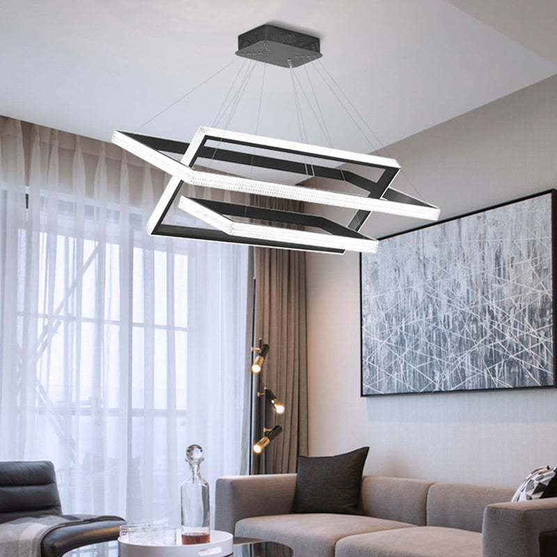Contemporary Black Led Acrylic Tiered Chandelier Pendant Light