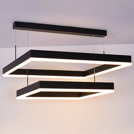 Modern 2-Tier Black Acrylic Chandelier With Led Lights For Living Room Ceiling