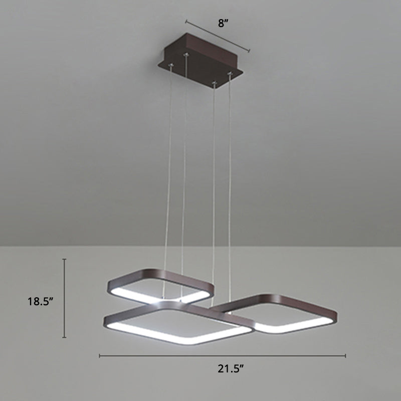 Minimalist Metallic Coffee Led Pendant Light Fixture - Layered Rhombus Chandelier Lighting 3 /