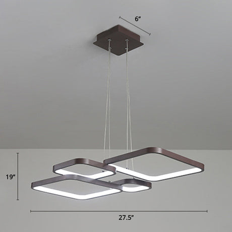 Minimalist Metallic Rhombus Chandelier Pendant Light Layered Design Led Coffee Tone 4 /