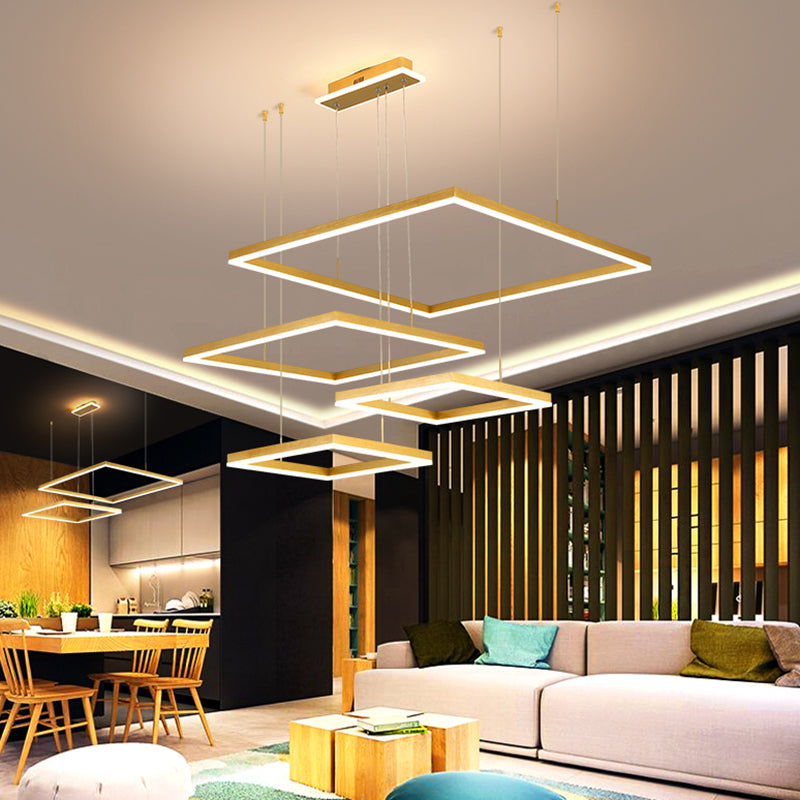 Contemporary Led Rhombus Chandelier Pendant Light With Acrylic Layers For Living Room