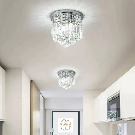 Luxury Bedroom Dining Hall Aisle Led Round Crystal Ceiling Lamp Light