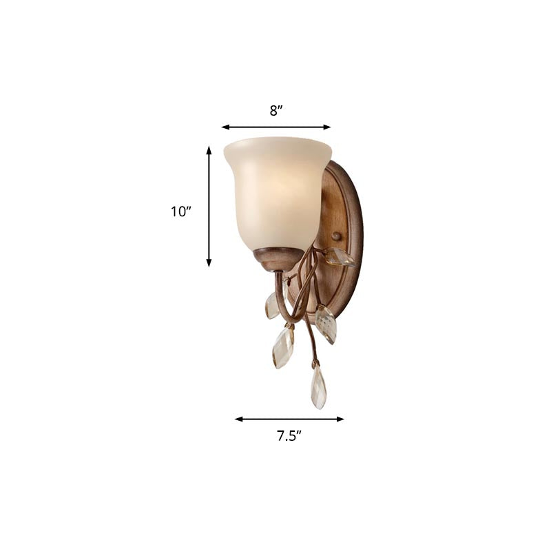 Frosted Glass Bell Shape Sconce Light - Traditional Wall Mounted With Coffee Backplate 1/2/3-Light