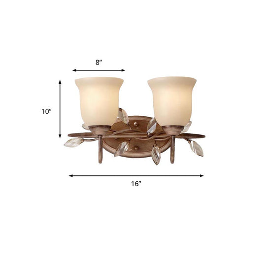 Frosted Glass Bell Shape Sconce Light - Traditional Wall Mounted With Coffee Backplate 1/2/3-Light