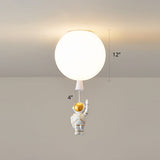 Creative Astronaut Themed Balloon Ceiling Mount Light Silica Gel 1-Bulb Bedroom Flush White / 12 A