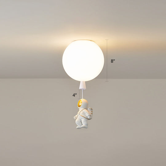 Creative Astronaut Themed Balloon Ceiling Mount Light Silica Gel 1 - Bulb Bedroom Flush White / 8’ B