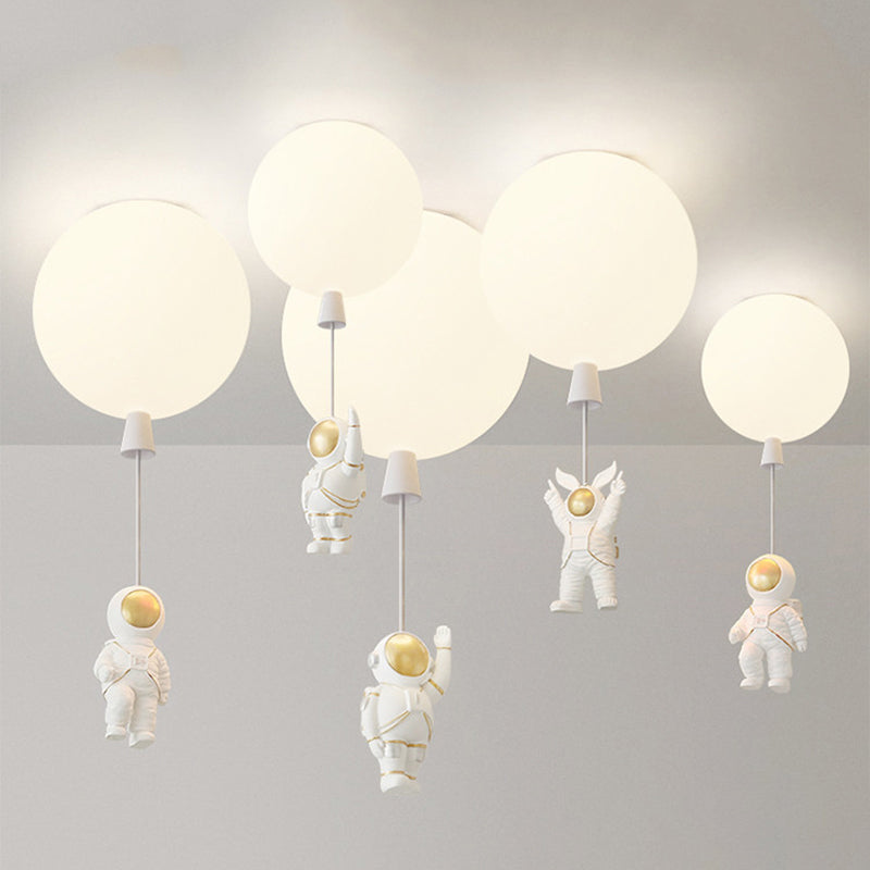 Creative Astronaut Themed Balloon Ceiling Mount Light Silica Gel 1 - Bulb Bedroom Flush