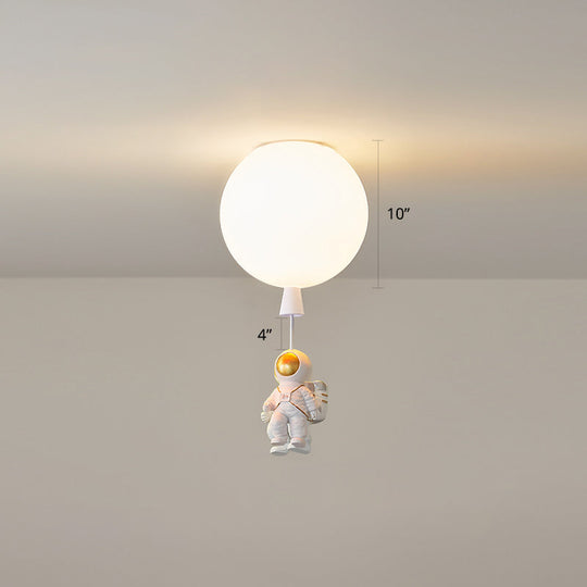 Creative Astronaut Themed Balloon Ceiling Mount Light Silica Gel 1-Bulb Bedroom Flush White / 10 B