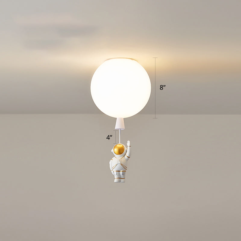 Creative Astronaut Themed Balloon Ceiling Mount Light Silica Gel 1 - Bulb Bedroom Flush White / 8’ A