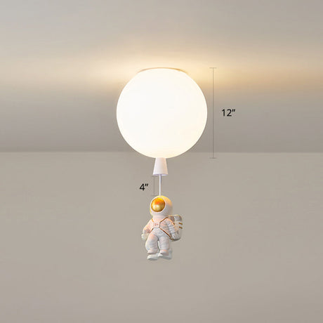 Creative Astronaut Themed Balloon Ceiling Mount Light Silica Gel 1-Bulb Bedroom Flush White / 12 B