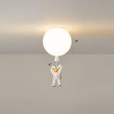 Creative Astronaut Themed Balloon Ceiling Mount Light Silica Gel 1-Bulb Bedroom Flush White / 8 C