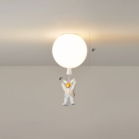 Creative Astronaut Themed Balloon Ceiling Mount Light Silica Gel 1-Bulb Bedroom Flush White / 8 C
