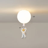 Creative Astronaut Themed Balloon Ceiling Mount Light Silica Gel 1-Bulb Bedroom Flush White / 10 C