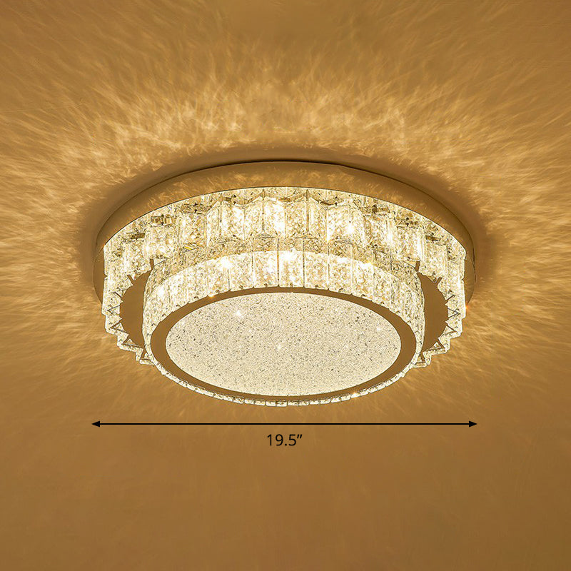 Modern Crystal Led Flush Ceiling Light With Sleek Geometric Design Clear / 19.5 Round