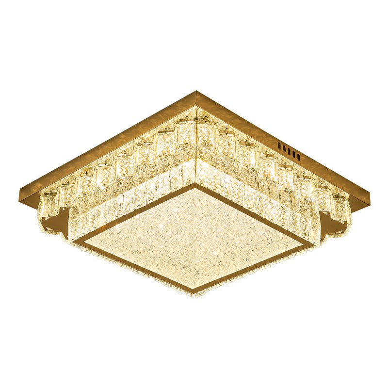 Modern Crystal Led Flush Ceiling Light With Sleek Geometric Design