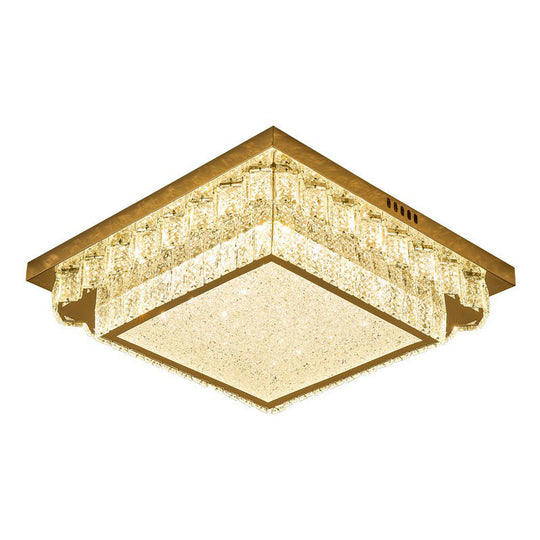 Modern Crystal Led Flush Ceiling Light With Sleek Geometric Design