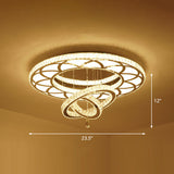 Floral Led Ceiling Light: Contemporary Crystal Clear Semi Flush For Living Room / 23.5 Round