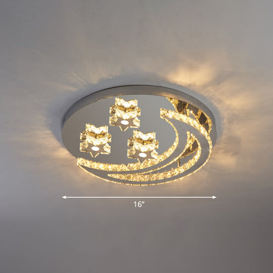 Modern Crystal Stainless Steel Semi Flush Mount Ceiling Light For Bedroom Clear / 16’
