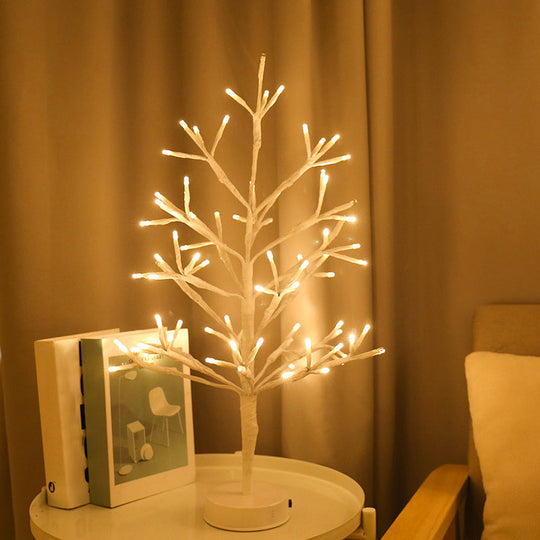 Nordic Style Led Table Lamp: Plastic Tree Nightstand Light For Bedroom White / A
