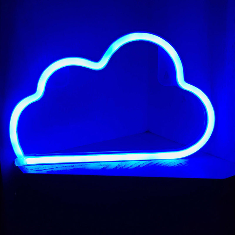 Plastic Cloud Led Night Light With Usb Rechargeable Plug - Childrens White Table Lamp / Blue