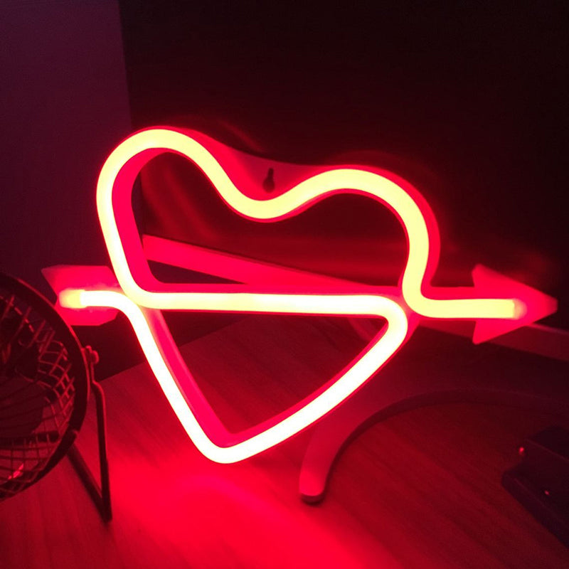Romantic Led Night Light With White Arrow And Loving Heart Design - Perfect For Girls Room! /