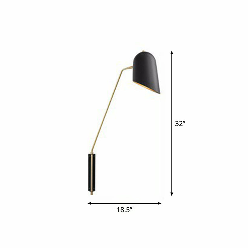Nordic Black Wall Sconce With Bedside Reading Light And Metal Shade